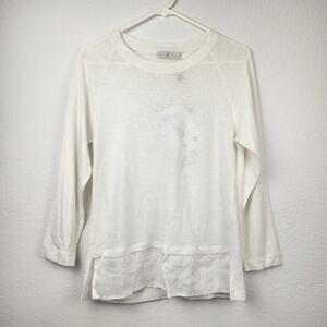 YC WHYCI Milano Shirt White Long Sleeve Size 40 Italian US Small Linen NWT